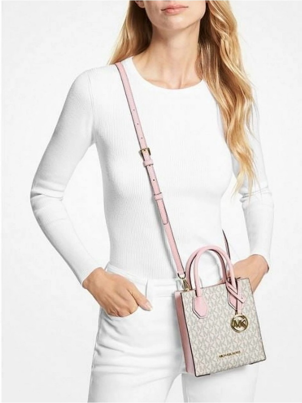 MICHAEL KORS Mercer Extra-Small Logo and Leather Crossbody Bag - Picture 5 of 11